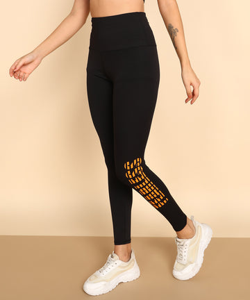 Fearless Leggings - Black and Orange